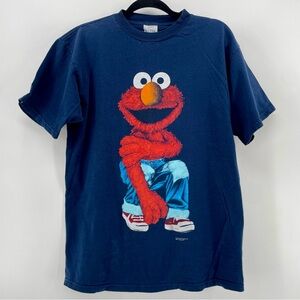 Vintage 1990s Sesame Street Gangster Elmo Navy Blue Jim Henson Cotton L